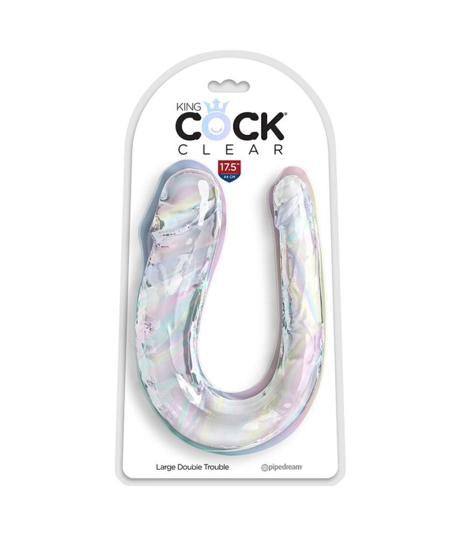 King cock - double trouble dildo doble 44 cm transparente