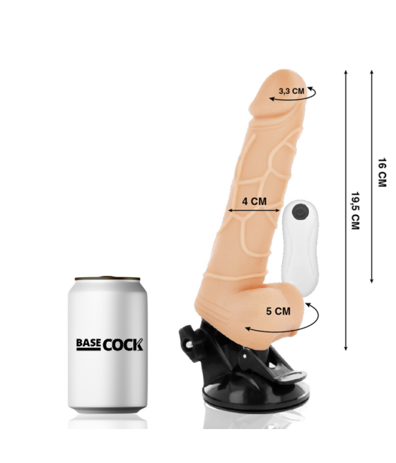 Basecock - vibrador realistico control remoto con testiculos 19.5 cm -o- 4 cm