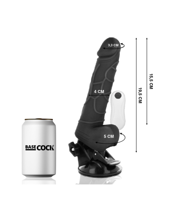 Basecock - vibrador realistico control remoto con testiculos 19.5 cm -o- 4 cm