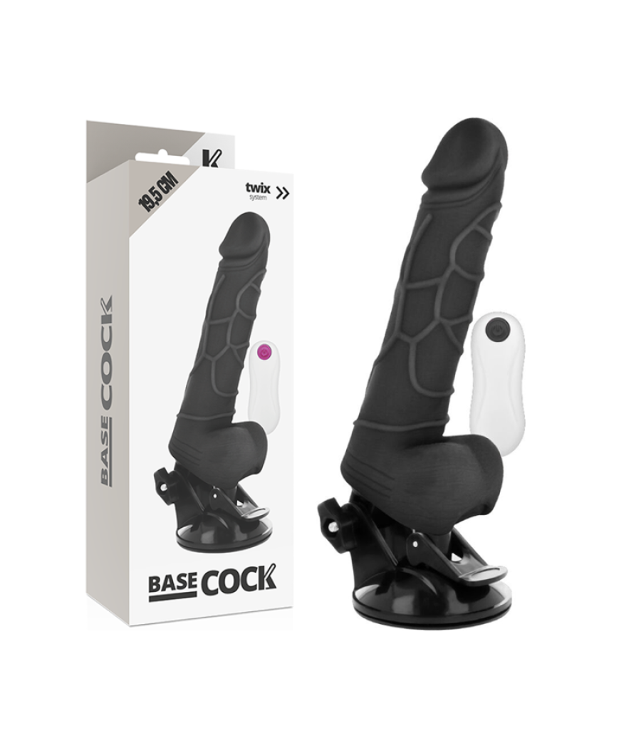 Basecock - vibrador realistico control remoto con testiculos 19.5 cm -o- 4 cm