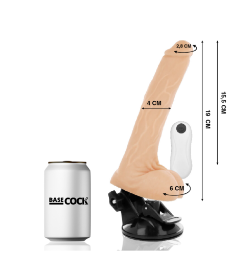 Basecock - vibrador realistico control remoto 19 cm -o- 4 cm