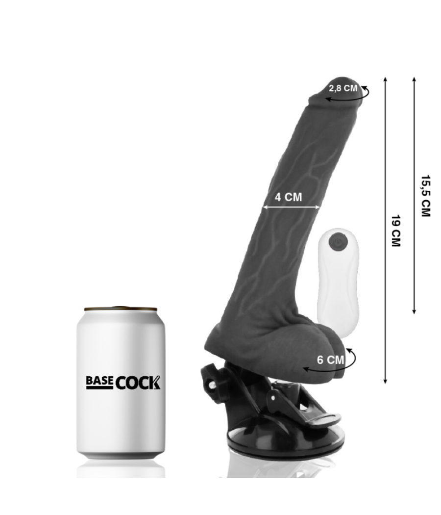 Basecock - vibrador realistico control remoto 19 cm -o- 4 cm