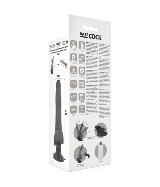 Basecock - vibrador realistico control remoto 19 cm -o- 4 cm