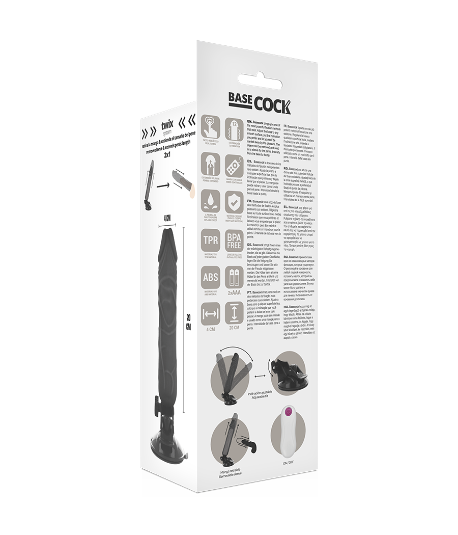 Basecock - vibrador realistico control remoto 20 cm -o- 4 cm