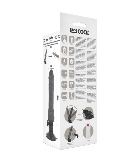 Basecock - vibrador realistico control remoto 19.5 cm -o- 4 cm