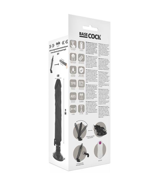Basecock - vibrador realistico control remoto 21 cm -o- 4 cm