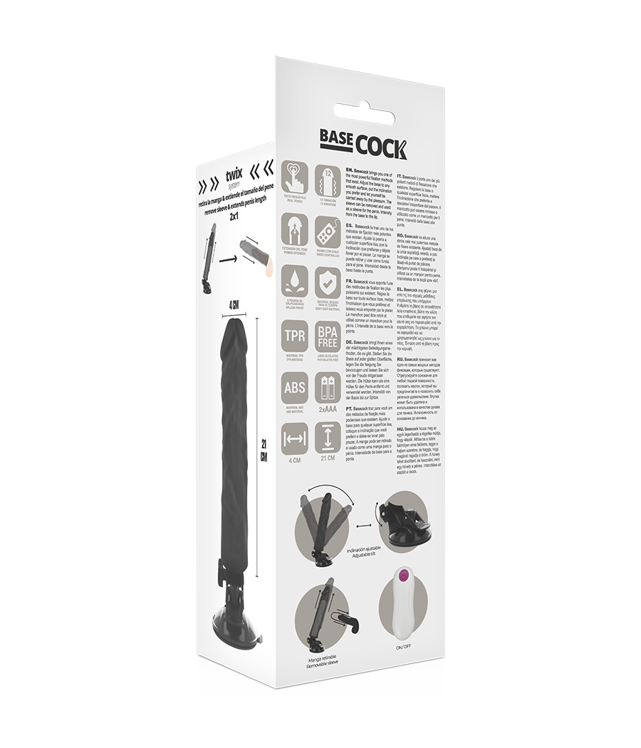 Basecock - vibrador realistico control remoto 21 cm -o- 4 cm
