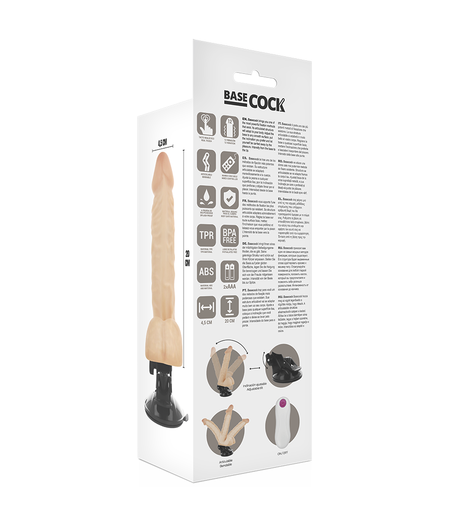 Basecock - vibrador articulable control remoto 20 cm -o- 4.5 cm