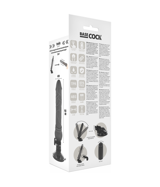Basecock - vibrador realistico control remoto 19.5 cm -o- 4 cm