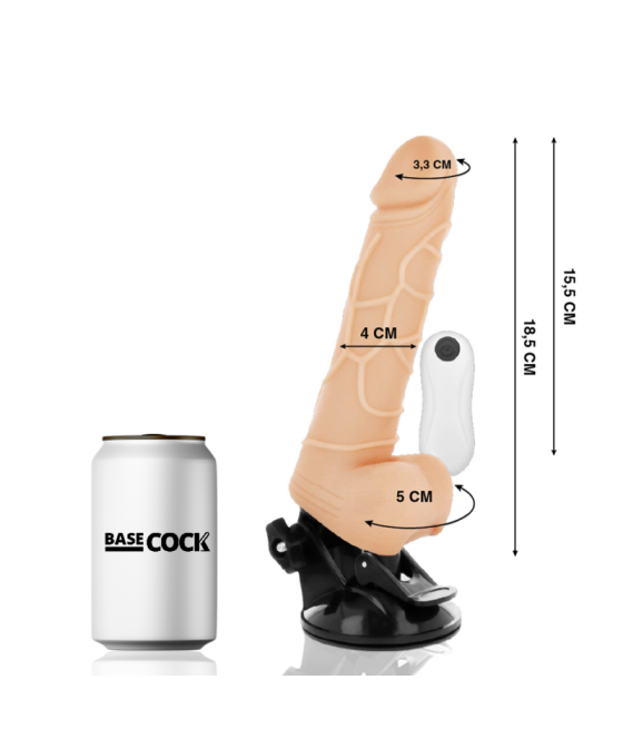 Basecock - vibrador realistico control remoto 18.5 cm -o- 4cm