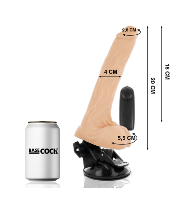 Basecock - vibrador realistico control remoto con testiculos 20 cm -o- 4 cm