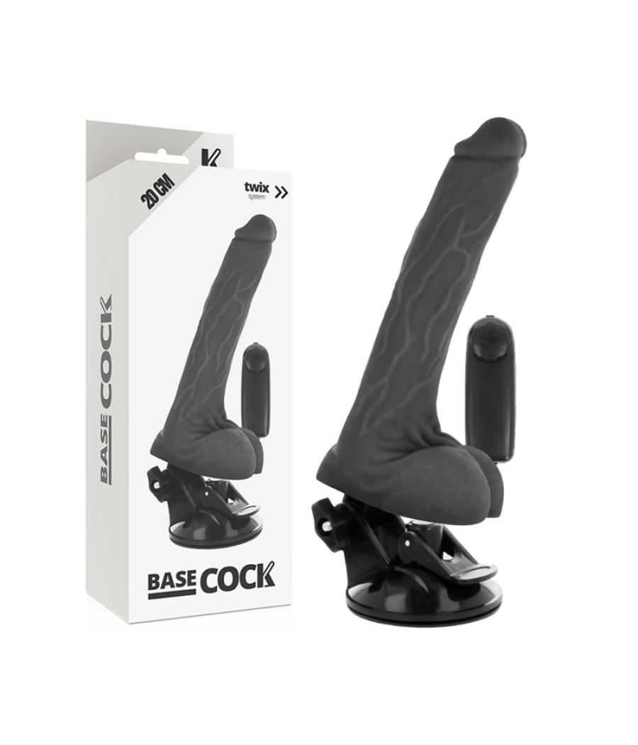 Basecock - vibrador realistico control remoto con testiculos 20 cm -o- 4 cm