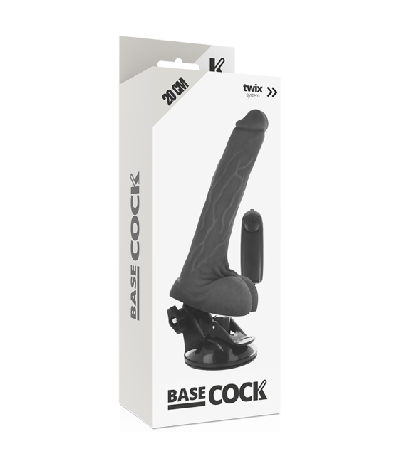 Basecock - vibrador realistico control remoto con testiculos 20 cm -o- 4 cm