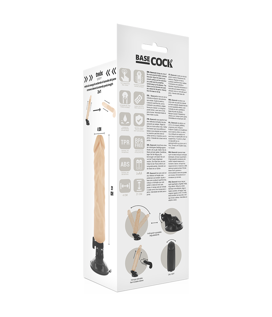 Basecock - vibrador realistico control remoto 21 cm -o- 4 cm