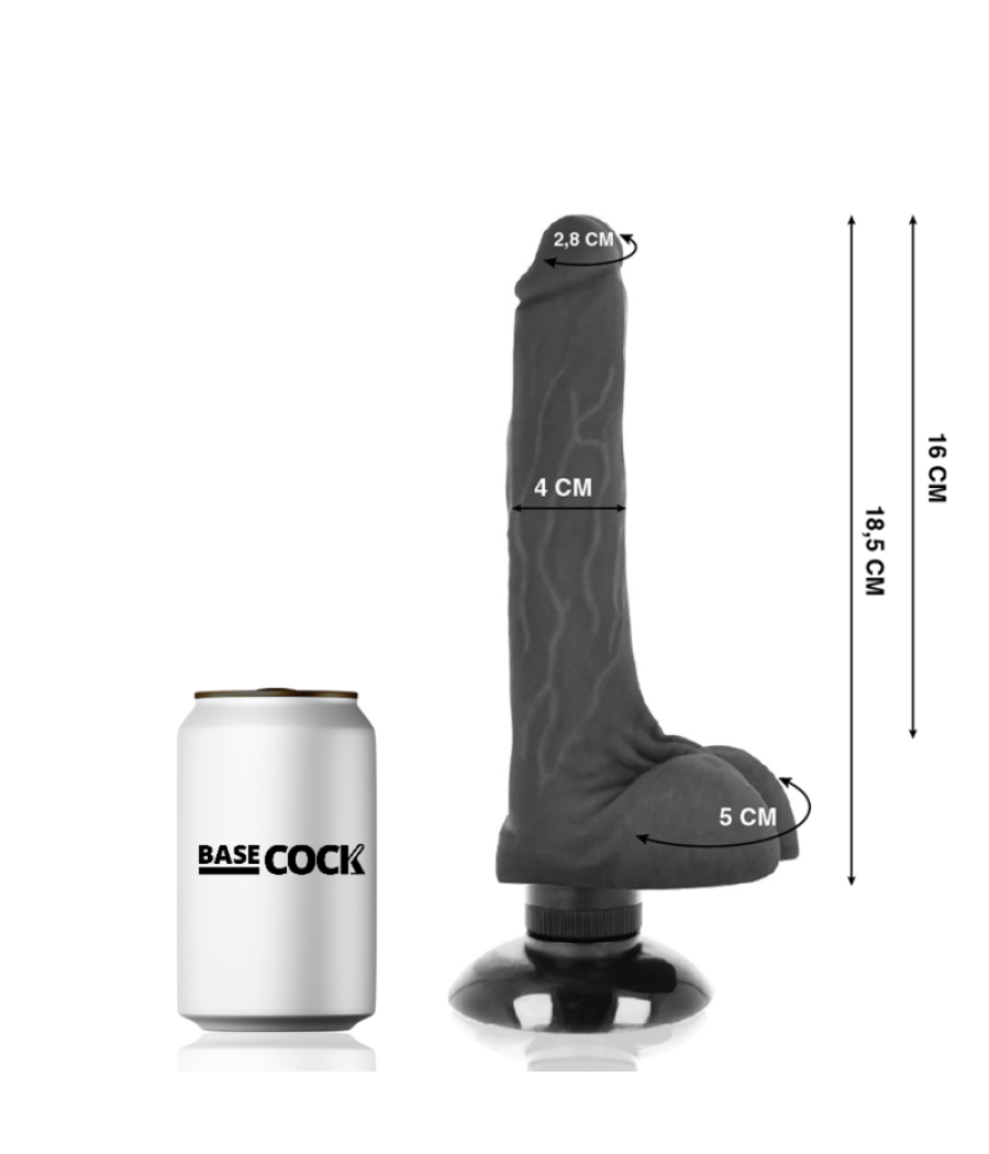 Basecock - vibrador realistico 2-1 18.5 cm -o- 4 cm