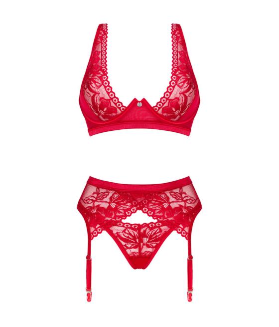 Obsessive - lacelove set tres piezas rojo xs/s