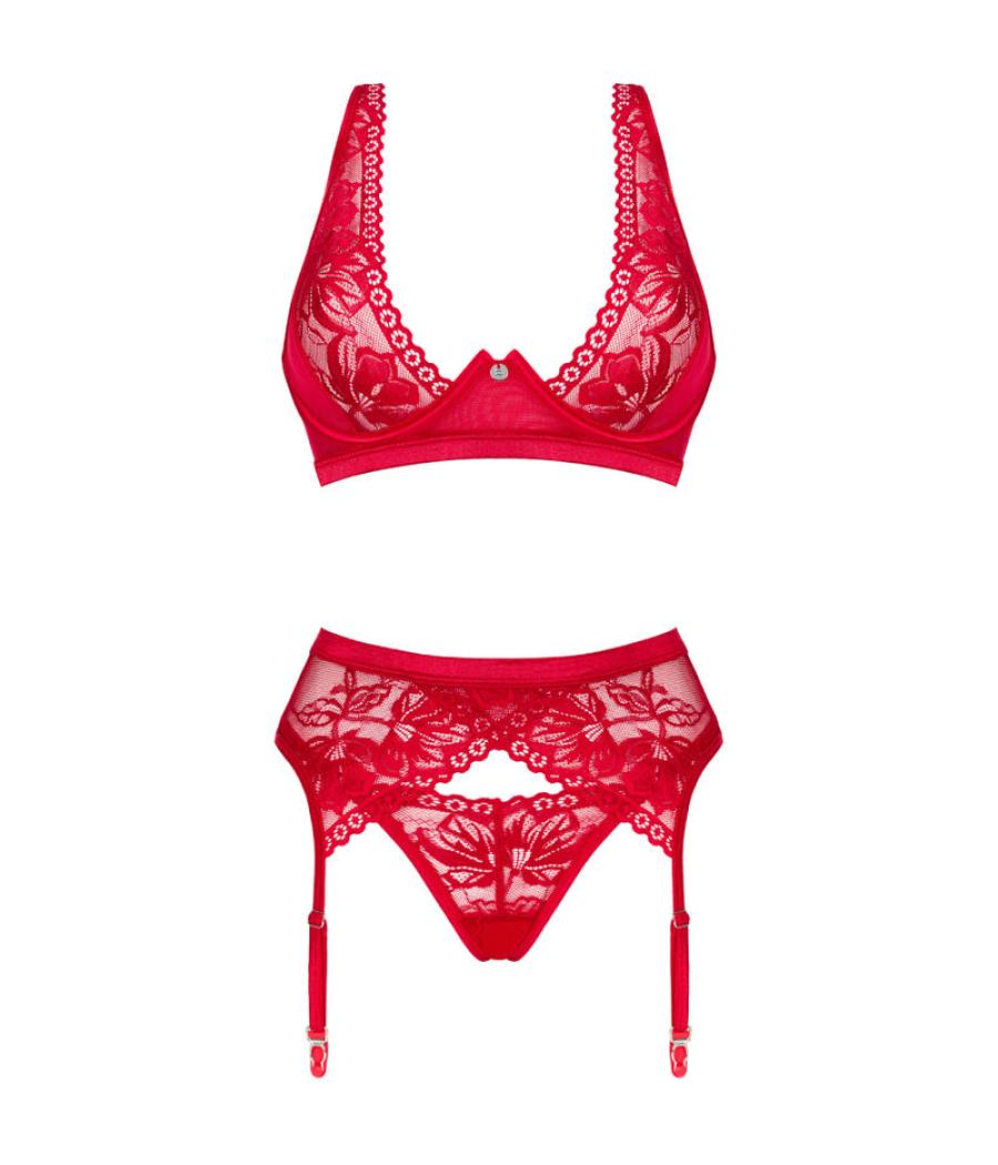 Obsessive - lacelove set tres piezas rojo xs/s