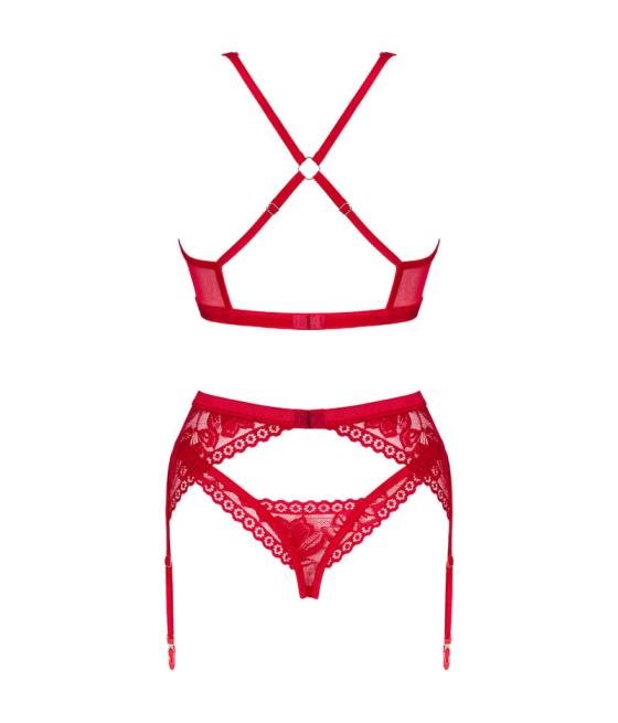 Obsessive - lacelove set tres piezas rojo xs/s