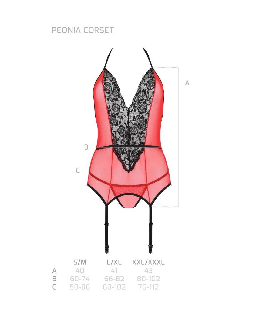 Passion - peonia corset erotic line rojo s/m