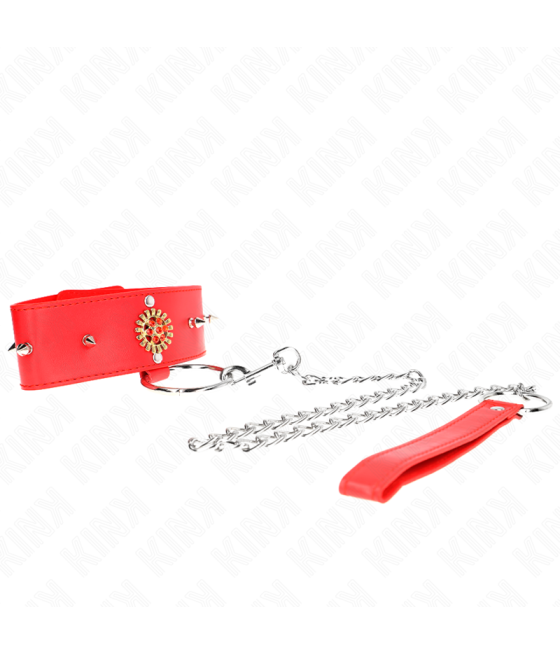 Kink - collar con correa 65 cm cuello de diamantes rojo ajustable 35-51 cm x 7 cm