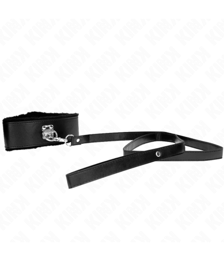 Kink - collar con correa 116 cm con tachuelas plateadas modelo 4 negro ajustable 40-48 cm x 6 cm