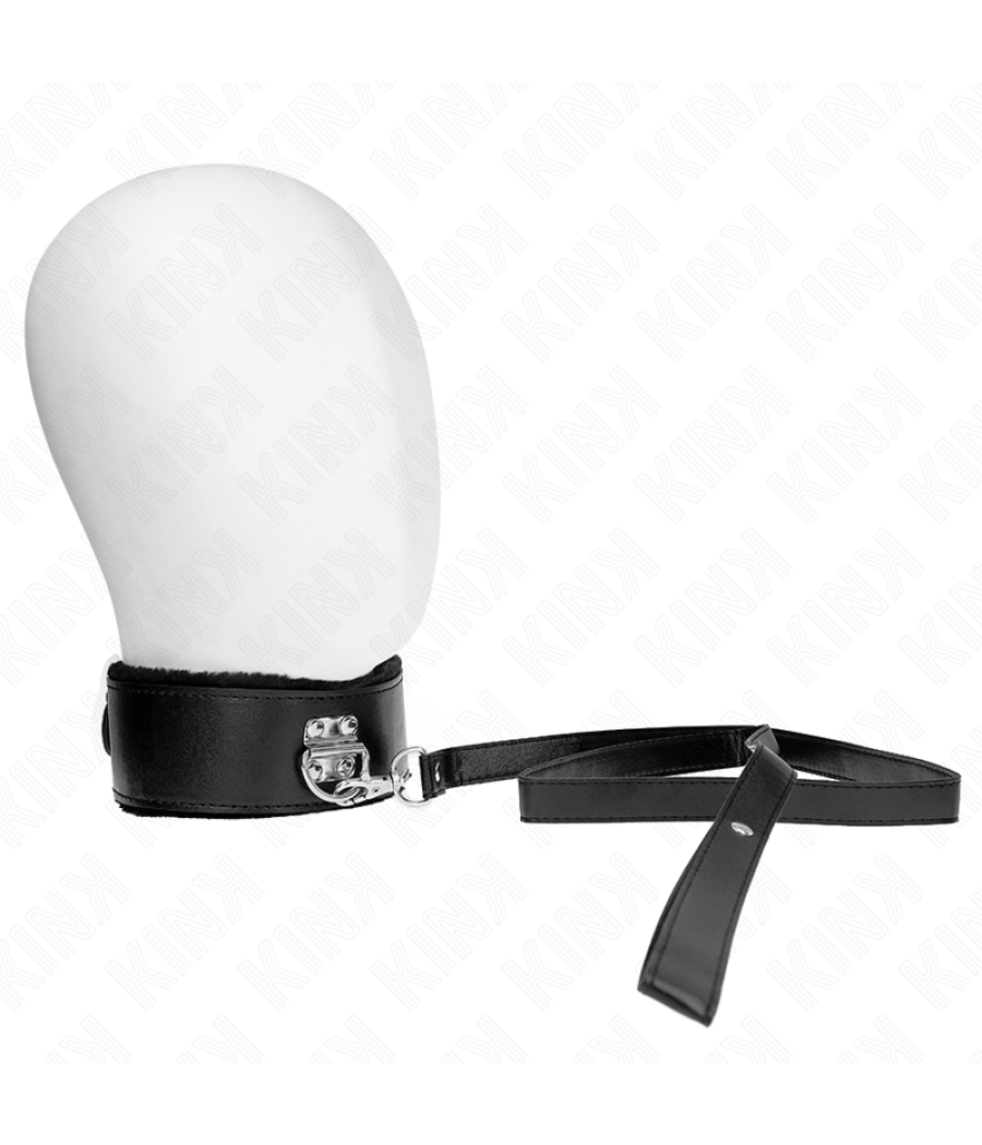 Kink - collar con correa 116 cm con tachuelas plateadas modelo 4 negro ajustable 40-48 cm x 6 cm