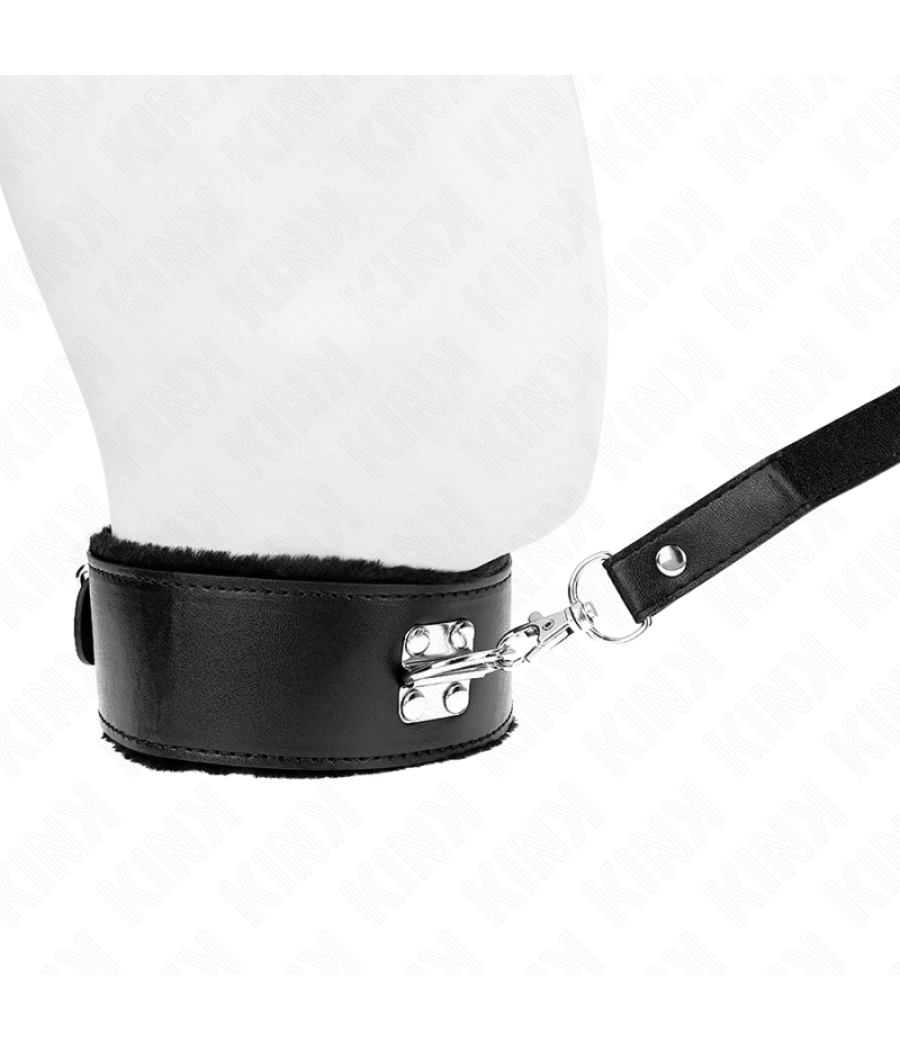 Kink - collar con correa 116 cm con tachuelas plateadas modelo 4 negro ajustable 40-48 cm x 6 cm