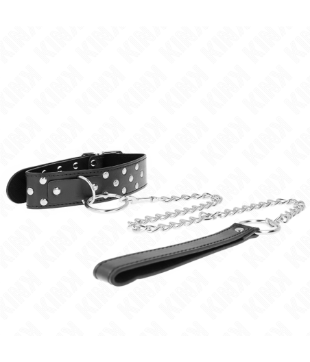Kink - collar con correa 65 cm remache anilla negro ajustable 36-50 cm x 3.8 cm