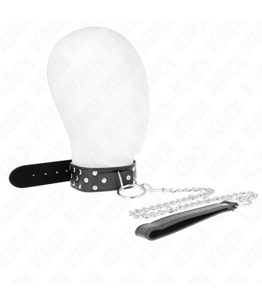 Kink - collar con correa 65 cm remache anilla negro ajustable 36-50 cm x 3.8 cm