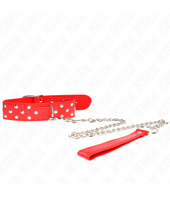Kink - collar con correa 65 cm remache anilla rojo ajustable 36-50 cm x 3.8 cm