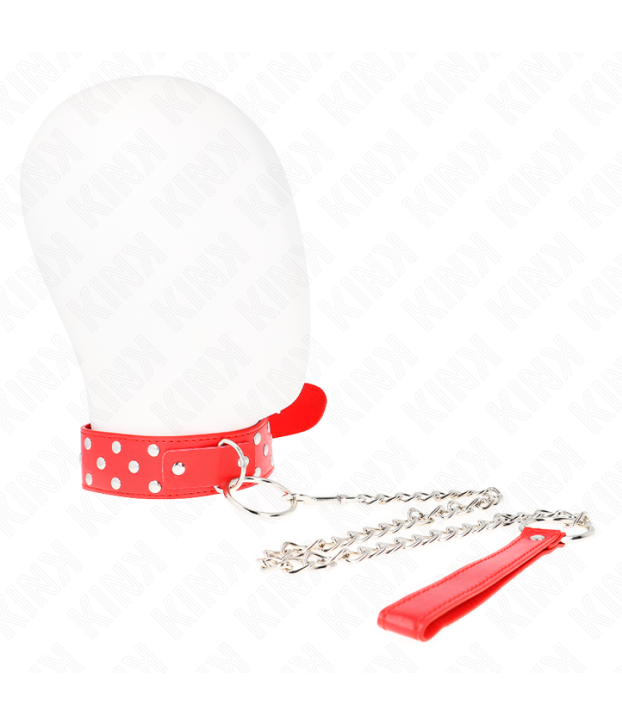 Kink - collar con correa 65 cm remache anilla rojo ajustable 36-50 cm x 3.8 cm