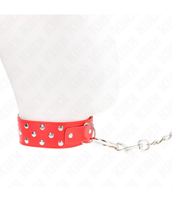 Kink - collar con correa 65 cm remache anilla rojo ajustable 36-50 cm x 3.8 cm