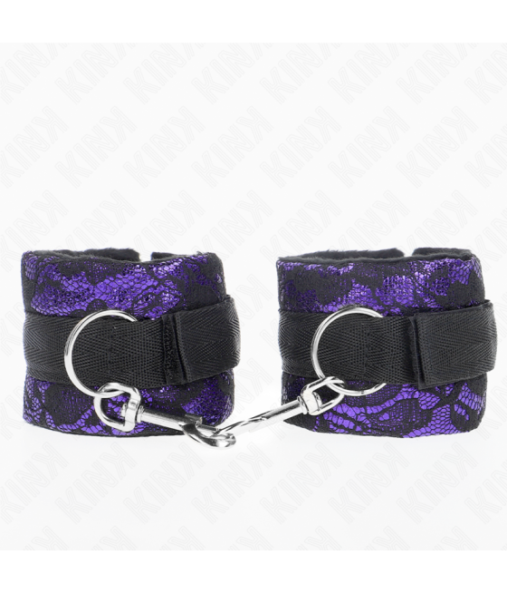 Kink - muÑequeras cortas de encaje terciopelo y uniÓn de nylon violeta/negro 23 x 6.5 cm