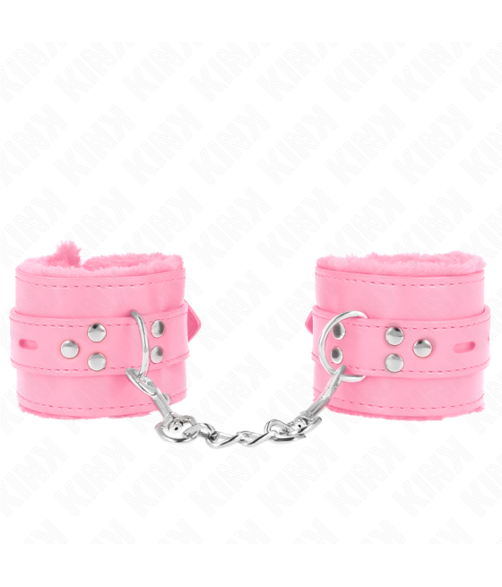 Kink - muÑequeras forradas con agujeros cuadrados rosa y correa rosa ajustable 17-29 cm x 6 cm