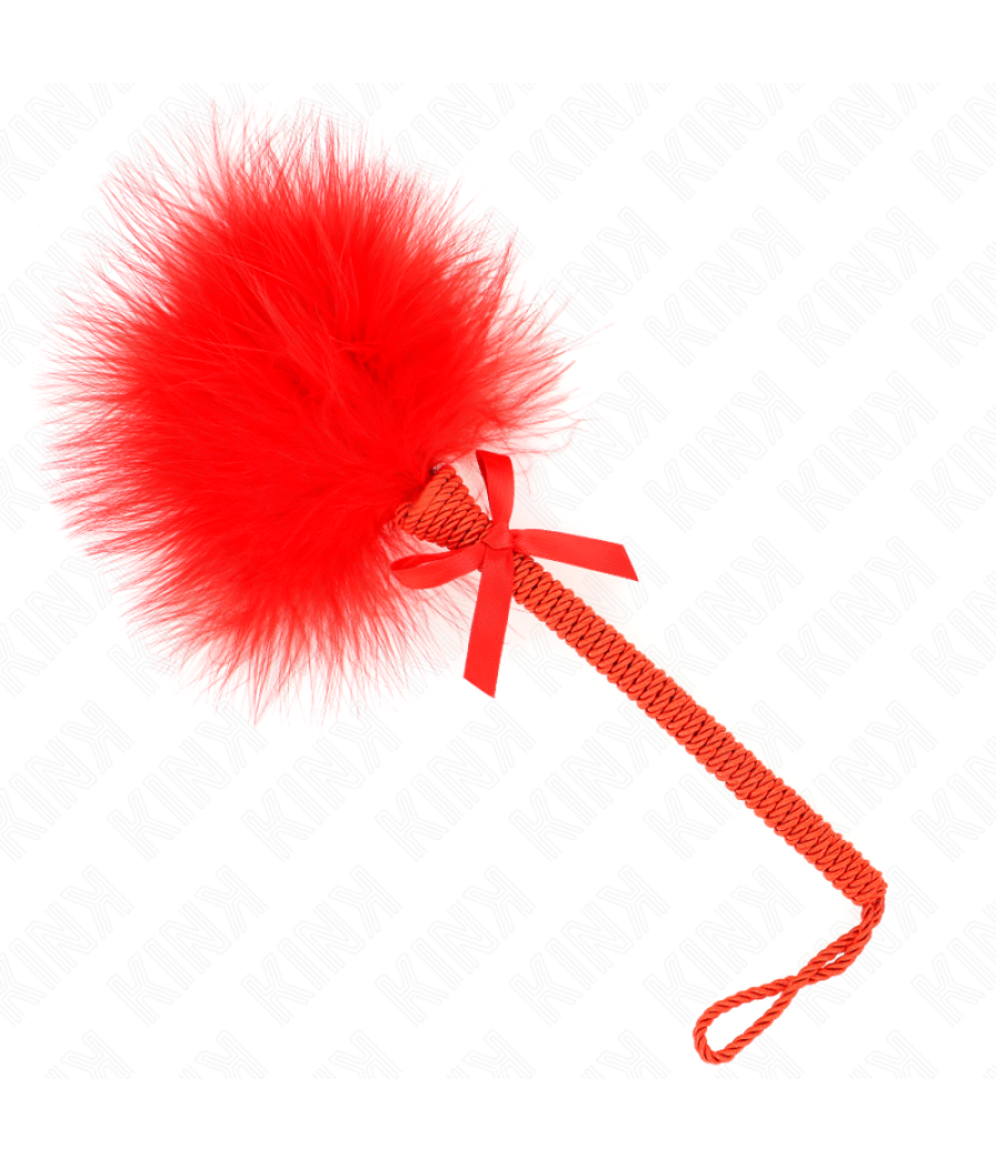 Kink - masajeador de cuerda de nailon con plumas para cosquillas y lazo rojo 25 cm