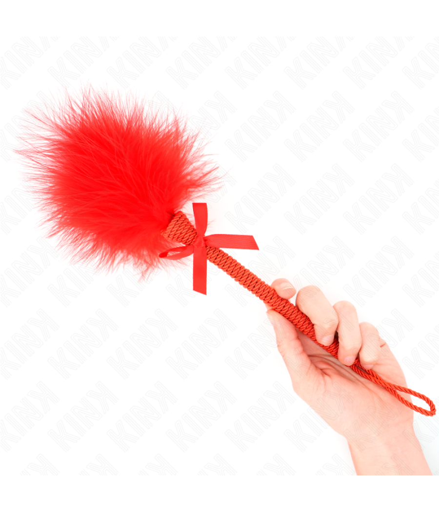 Kink - masajeador de cuerda de nailon con plumas para cosquillas y lazo rojo 25 cm