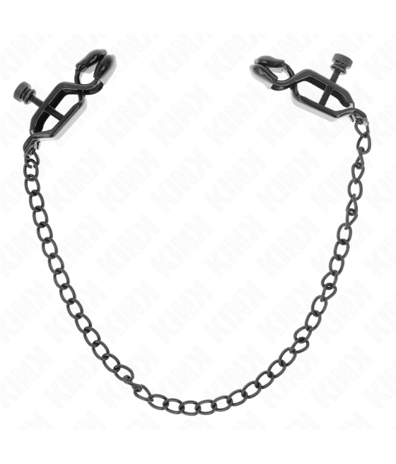 Kink - pinzas para pezones planas negro con cadena negro 30 cm