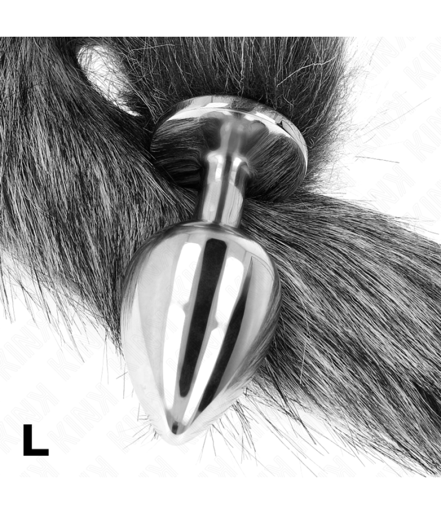 Kink - plug anal talla l 10 x 4 cm con cola sintÉtica 40 cm plateado