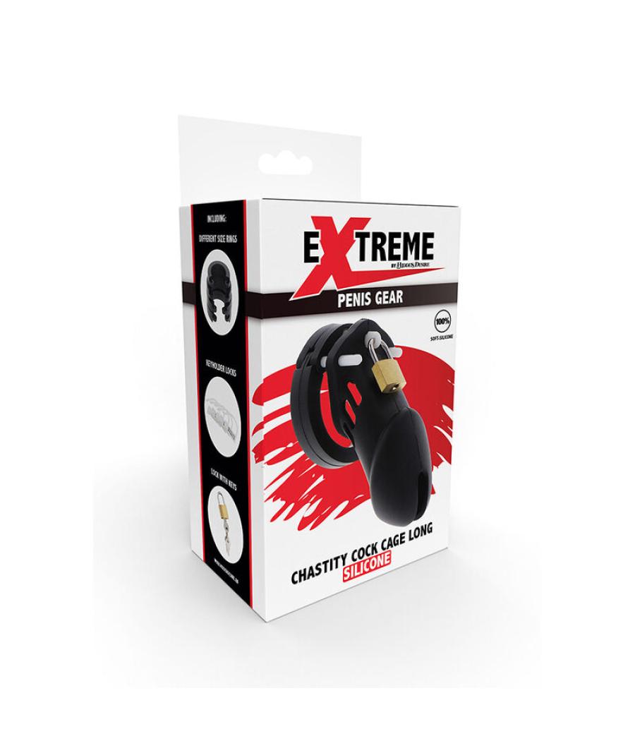 Hidden desire - extreme jaula de castidad silicona talla l negro