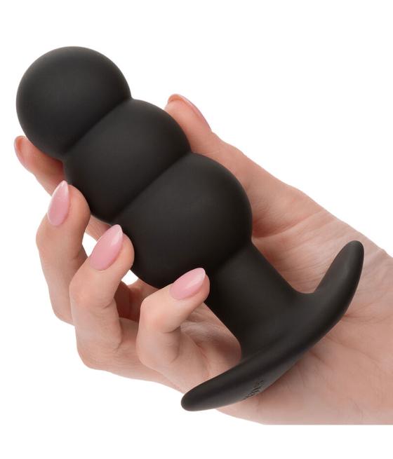 Calexotics - rock bottom plug anal con cuentas 10 vibraciones silicona negro