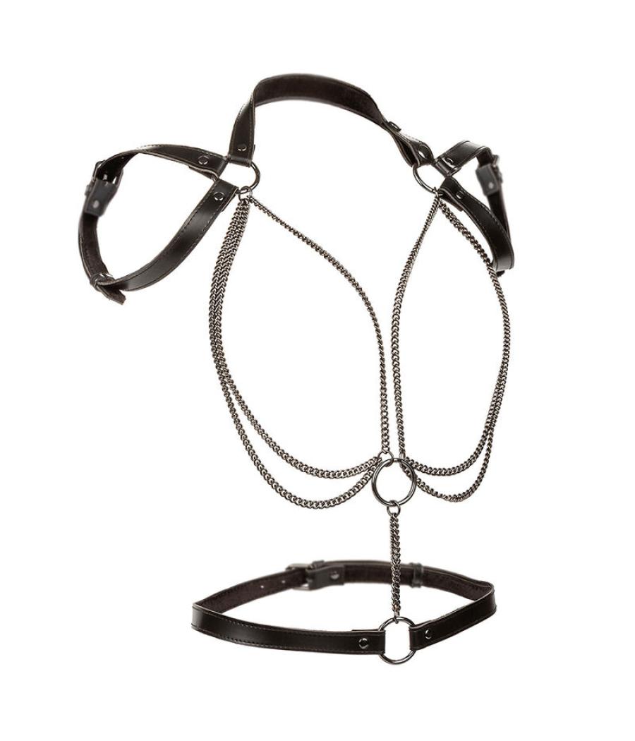 Calexotics - euphoria arnÉs estilo cabestro con mÚltiples cadenas premium talla plus