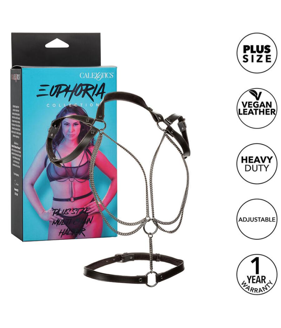 Calexotics - euphoria arnÉs estilo cabestro con mÚltiples cadenas premium talla plus