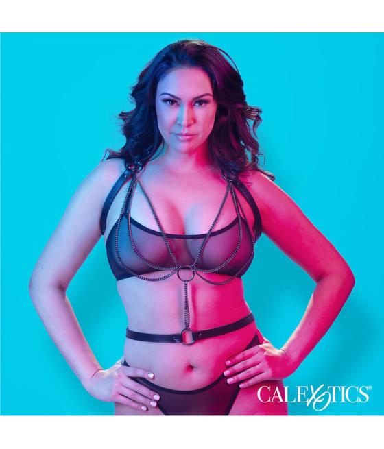 Calexotics - euphoria arnÉs estilo cabestro con mÚltiples cadenas premium talla plus