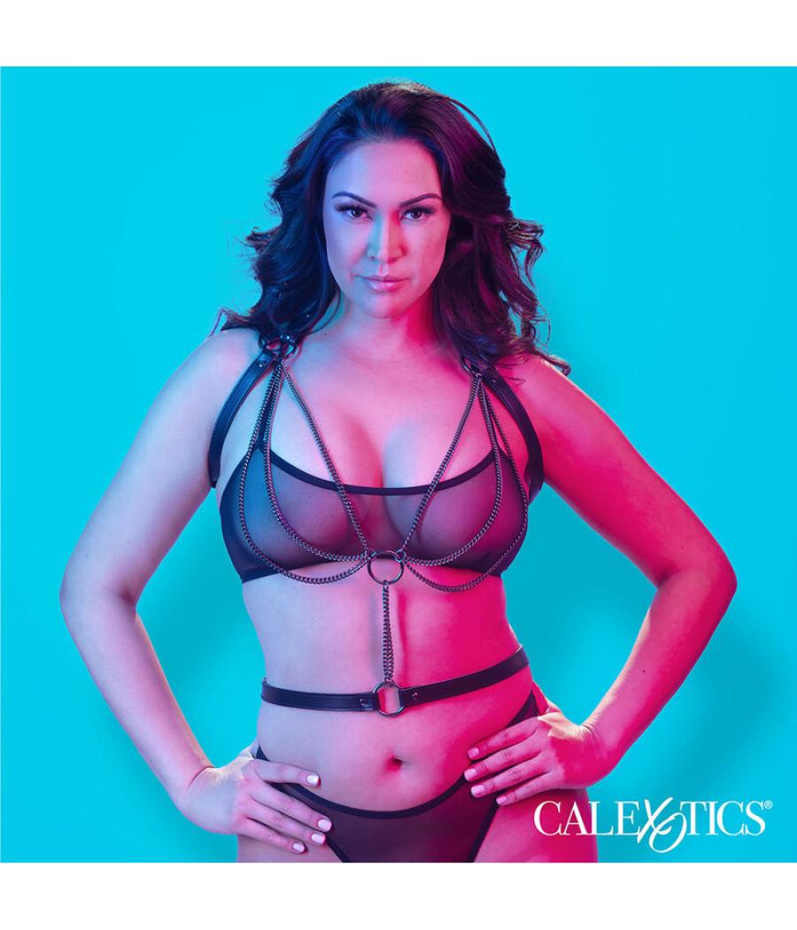 Calexotics - euphoria arnÉs estilo cabestro con mÚltiples cadenas premium talla plus