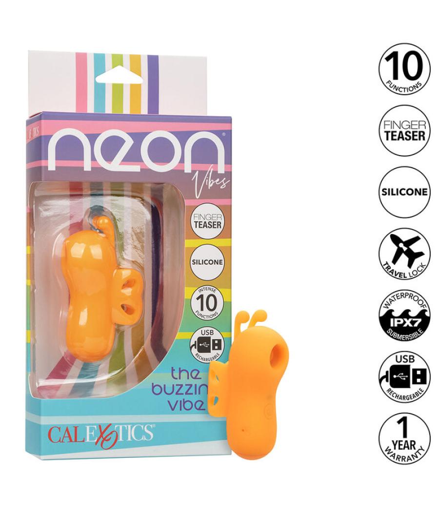 Calexotics - neon vibes the buzzing vibe estimulador de dedo 10 vibraciones naranja