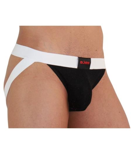 Burn - 004 jock brillante negro / blanco s