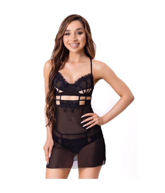 Livco corsetti fashion - maia 20247 babydoll + tanga negro s/m