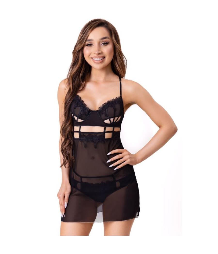 Livco corsetti fashion - maia 20247 babydoll + tanga negro s/m